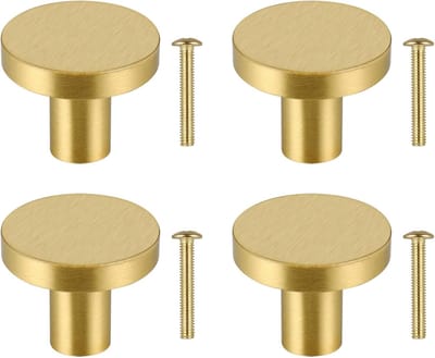 Ronde Vintage Ladeknoppen van Massief Messing met Schroeven, 4 Stuks, Paddestoelvormige Handgrepen voor Keukenkasten, Kledingkasten en Dressoirs (25x20mm)