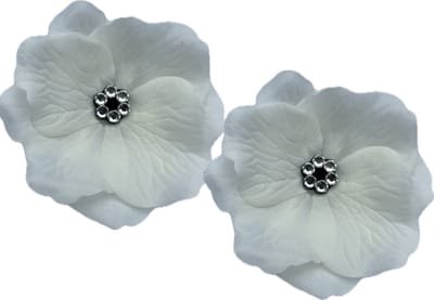 2 x Bloemen haar clips wit met crystallen bloem motief