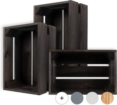 Creative Deco 3 x Decoratieve Natuurlijke Houten Doos Zwart | 30 x 20 x 15 cm | Houten Mand | Opbergcadeau Decoratie DIY Knutsels Documenten Objecten Speelgoed Gereedschap