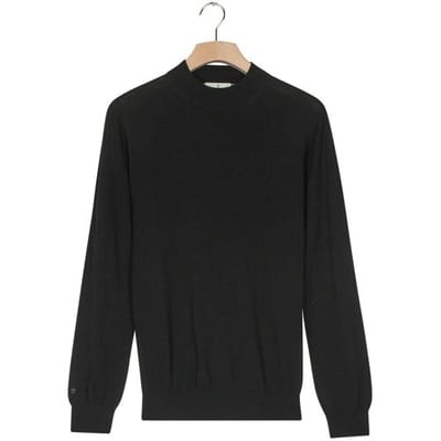 Thomas Maine Trui Turtle Neck Merino Single Knit Subtle Melange Zwart / male