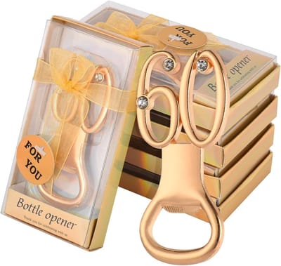 Gouden Flesopeners - Feestgeschenken - Verjaardag Vieren - 60 Vorm Ontwerp - 36 Stuks - Goud