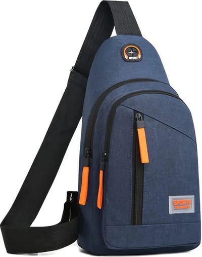 Crossbody Tas Heren Met 3 Vakken I Schoudertas I Heuptas I Sling Bag I Met Hoofdtelefoon Kabel Opening I Anti Diefstal I Waterafstotend I Blauw