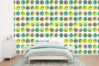 Behang - Fotobehang Cirkel - Groen - Patroon - Breedte 320 cm x hoogte 240 cm