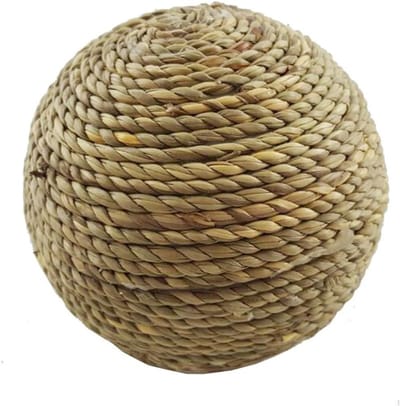 Konijnenbal - Knaagdier speelgoed - Tanden slijpen - Handgeweven stro - 6 cm diameter - Natuurlijk