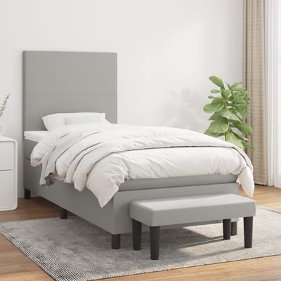 vidaXL - Boxspring - met - matras - stof - lichtgrijs - 80x200 - cm