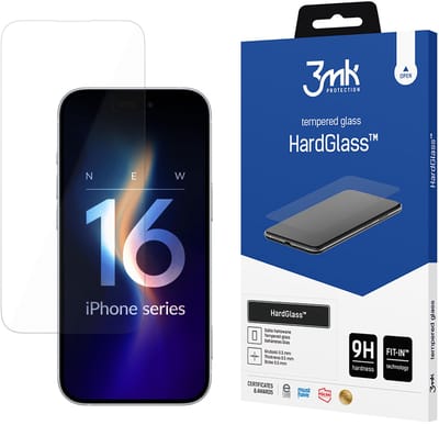 3MK HardGlass schermbeschermfolie voor Apple iPhone 16 Pro, gehard glas, volledige lijmlaag