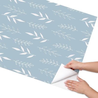 Coloray Meubel Wrap Folie - Blauw Meubelfolie - 75x150 cm - Decoratiefolie Bladmotief - Meubel Wrap Folie - Minimalist Meubelfolie - Plakfolie Meubels - Keuken decoratie - Bloemen en planten
