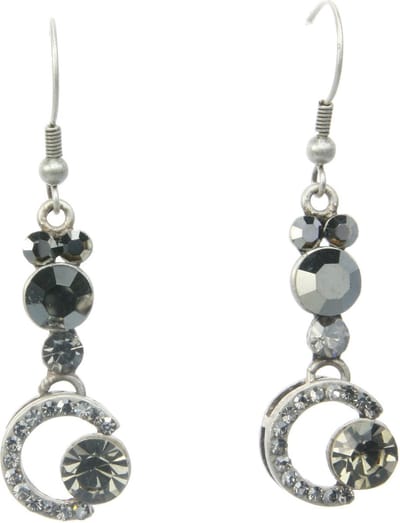 Behave - Oorhangers retro look met grijze steentjes - Avondoutfit sieraden