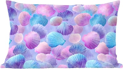 Sierkussens - Kussentjes Woonkamer - 60x40 cm - Schelpen - Paars - Blauw - Patroon