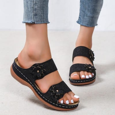 Zomer Dames Slippers Grote Maat Damesschoenen Retro Romeinse Sandalen Dames Casual Wedge Sandalen Dikke Zool Slippers 36 black