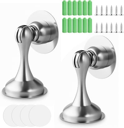 Magnetische Deurstopper RVS - 2 Stuks | Zelfklevend & Schroeven | Deurvastzetter voor Binnen en Buiten