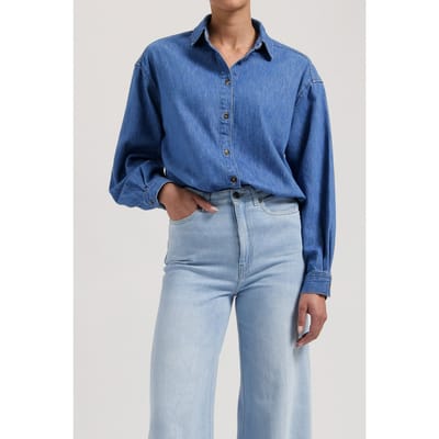 Mud Jeans Reese Denim Shirt - Medium Stone Medium Stone Maat: XL | Blouses Outlet | Dames | Blauw