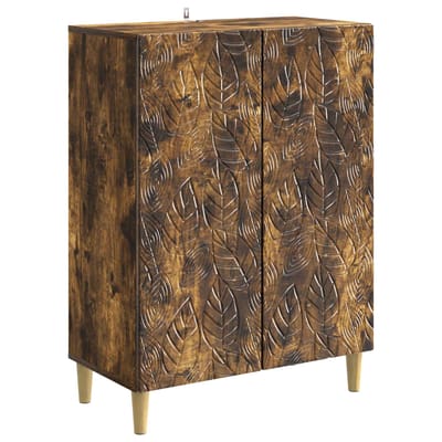 vidaXL - Dressoir - Gerookt - eiken - 66 - x - 34,5 - x - 90 - cm - Bewerkt - hout