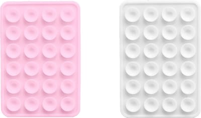 xoxo Wildhearts telefoonstickers Stick On Me Square Light Pink + Stick On Me Square White – herbruikbare selfiestickers met zuignap – geschikt voor alle telefoonhoesjes