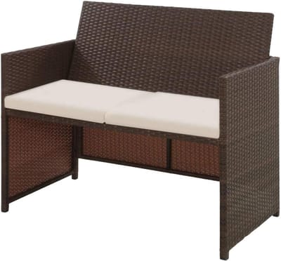 Loungebank 2-zits - Buitenbank Rotan - Tuin Zitten - Weerbestendig PE-rotan - 100 x 56 x 85 cm - Bruin