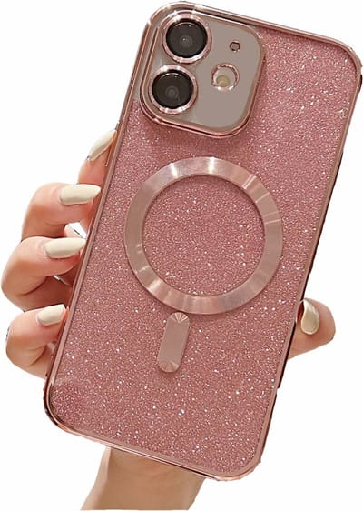 Glitter Telefoonhoesje Geschikt voor Magsafe met Camera Bescherming voor iPhone 16 - FuturiQ - Roze