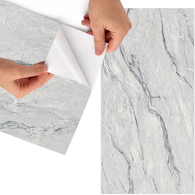 Tulup Meubelfolie - Marmeren elegantie Wrapfolie Keuken - 65x130 cm - Grijs Meubelfolie - Wrapfolie Keuken - Minimalist Meubelfolie - Decoratiefolie - Tafeldecoratie - Texturen