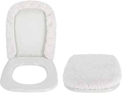 WC-stoelhoes - Toiletdeksel bekleding - Comfortabel zitten - Schokabsorberend fluweel - 50x45 cm - Wit