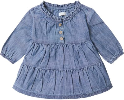 Noppies Girls Dress Cleveland long sleeve Meisjes Jurk - Light Aged Blue - Maat 50