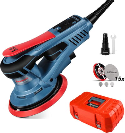FANZWORK Borstelloze Excentrische Schuurmachine 350W – 5 mm Excenter – 150 mm – Regelbaar – Met Koffer