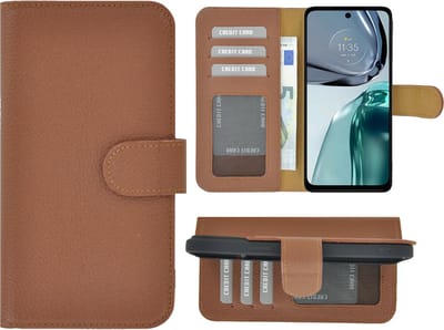 MoDo hoesje Geschikt voor Motorola Moto G62 5G - Leer Book Case - Bruin