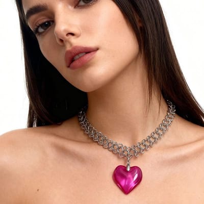 Minimalistische Hart Glazen Hanger Ketting Voor Vrouwen Mannen Mode Punk Metaal Vintage Grunge Sieraden Accessoires Liefhebber Choker Y2K