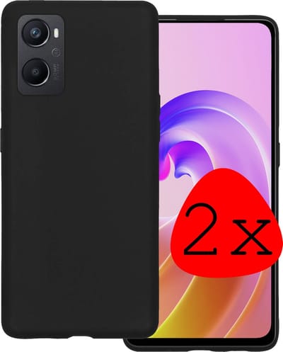 Hoesje 2 Stuks - Geschikt voor OPPO A76 - Sterk & Shockproof - Case Siliconen - Back Cover - Telefoon Hoes - Zwart