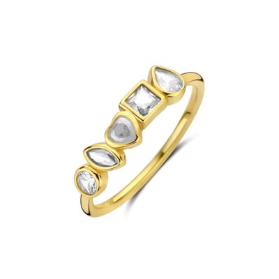New Bling - 9NB-1573-50 - 925 zilveren ring met witte stenen - goudkleurig