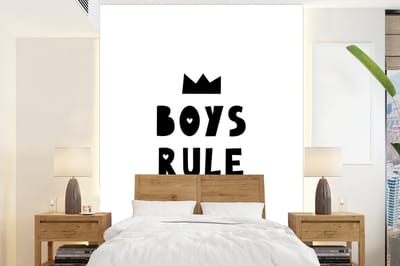 Behang kinderen - Kinderkamer decoratie - Quotes - Boys Rule - Spreuken - Kinderen - Jongens - 165x220 cm - Wanddecoratie Kind