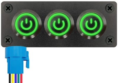 ProRide Metalen drukschakelaar 220V ON-OFF - Inbouwpaneel drievoudig - 22mm - IP67 - LED indicatie Groen