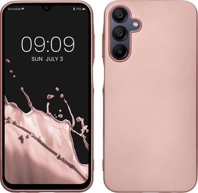 kwmobile telefoonhoesje geschikt voor Samsung Galaxy A15 5G - Hoesje voor smartphone - Back cover in metallic roségoud