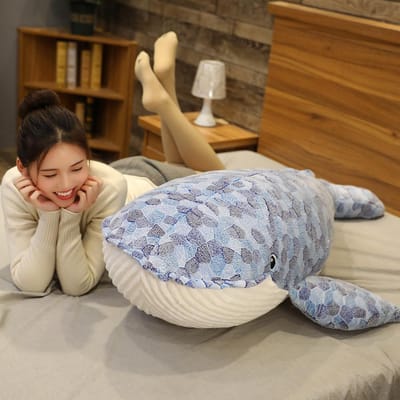 110cm Gigantische Blauwe Walvis Pluche Speelgoed Zacht Knuffelbaar Gevuld Dier Kussen Zeedier Cadeau voor Kinderen Volwassenen 70cm