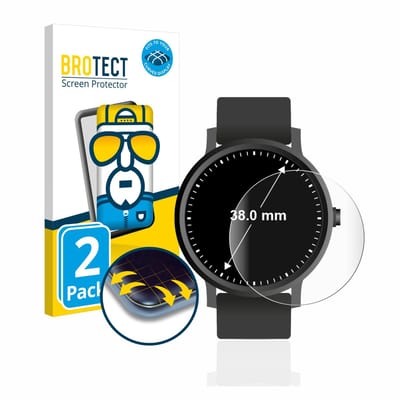 BROTECT - Screenprotector voor Horloges (Rond, ø: 38 mm) - Folie Beschermfolie transparant volledig dekking - 2 Stuks