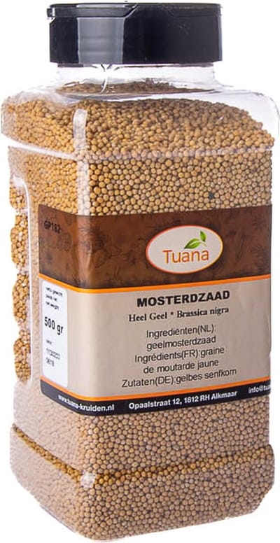 Tuana Kruiden - Mosterdzaad Geel Heel - Strooibus 700 Gram - Tuanashop - GP-M-0009
