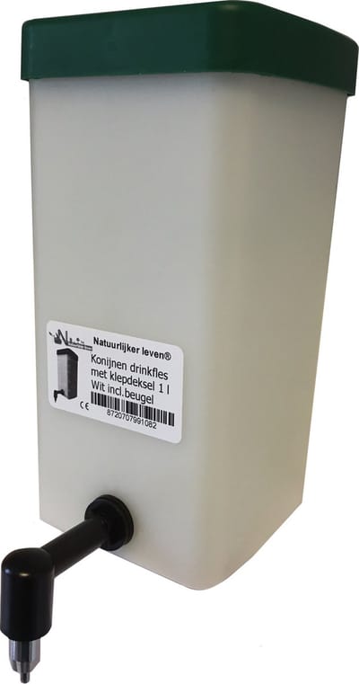 Konijnen drinkfles - Met deksel - 1 liter naturel - drinkfles voor knaagdieren - drinkfles 1 liter