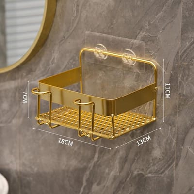 Support de rangement pour brosse à dents en or, support de rangement mural pour gobelet de brosse à dents, accessoires de salle de bain, étagères de salle de bain brown