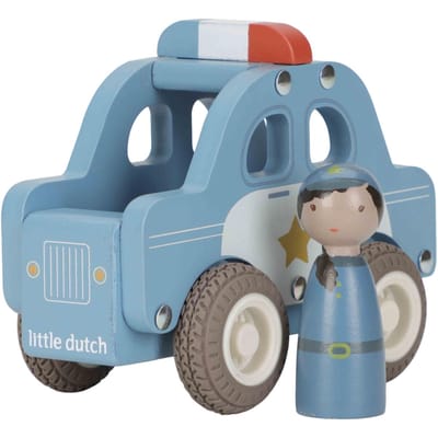 Little Dutch - Houten Politieauto FSC met pop Baby- en peuterspeelgoed Badspeelgoed Houten speelgoed