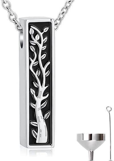 Luxe Ashanger - met Ketting (55 cm) - Voor As, Haren of Parfum - Assieraad - As Ketting - Gedenksieraad - Urn - As Hanger - Incl. As vuller en Opbergzakje - Silver Tree