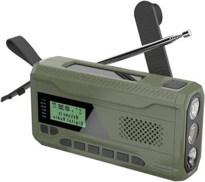 Noodradio - Draagbare Radio - Outdoor Gebruik - Oplaadbaar Via Zonne-energie - 18 x 10 x 7 cm - Groen