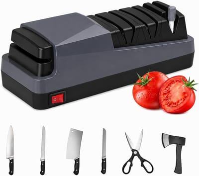 Krachtige 3-traps messenslijper voor keukenmessen en scharen, efficiënt slijpen, polijsten en fijn slijpen voor een scherpe snede in uw keuken