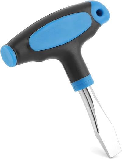 Platte Schroevendraaier - T-handvat Gereedschap - Apparatuur Reparatie - Ergonomische Grip - 10mm Tip - Blauw Zilver