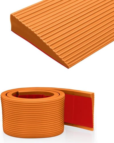 Drempelhulp Oprit Rubber Antislip voor Rolstoel, Rollator of Scooter (Lichtbruin, 150x8x2,5 cm)