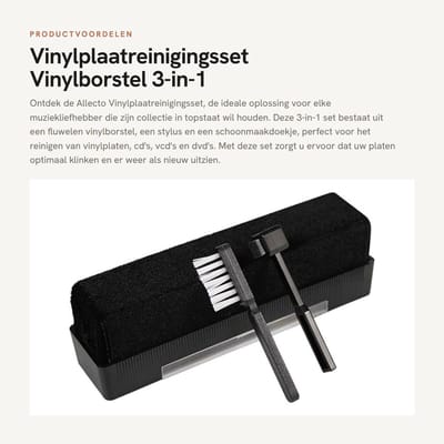 Dailygoods- Vinylplaatreinigingsset 3-in-1 - Vinylborstel - Naaldreinigingsborstel - Schoonmaakdoekje - Fluwelen Borstel - Geschikt voor CD's/DVD's - Platenreinigingsset