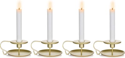 La'Moussawi ® Klassieke Gouden Tafelkandelaars voor Feestelijke Decoratie en Sfeervolle Eettafels, Set van 4