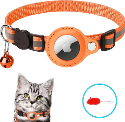 Ragnal Halsband - Kattenhalsband - Kattenbandje - Geschikt voor Apple AirTag - Katten Accessoire - Reflecterend - Gemakkelijk verstelbaar- Oranje - Inclusief gratis speeltje