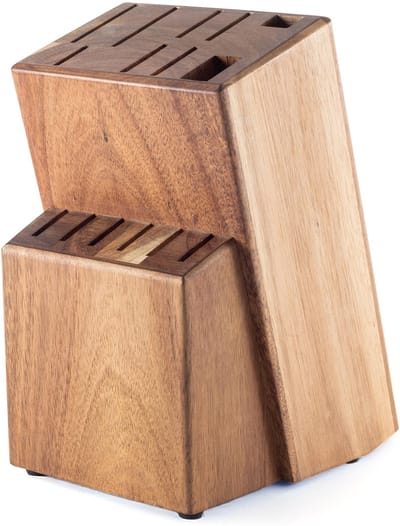 Dailygoods- Messenblok met magneet - Messenhouder van acaciahout - Antislip keukenmessenblok - Veiligheidsorganizer met schaarvak - Roestvrijstalen voet - Uniek design