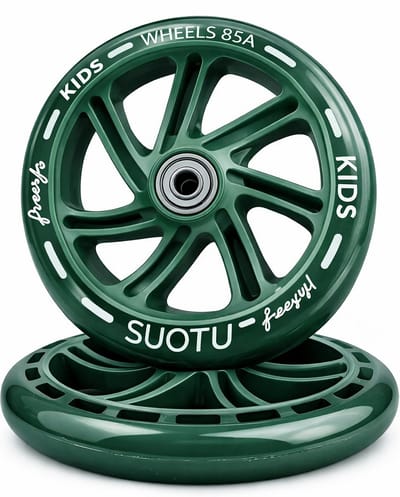 Suotu wielenset voor Stuntstep/Kinderstep - 2 Stuks - 145mm Lichtgevende Wielen - Militair groen