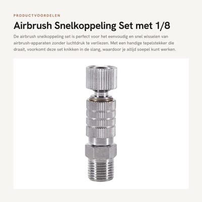Dailygoods - Airbrush Snelkoppeling Set met 1/8 inch Adapter en Luchtslang