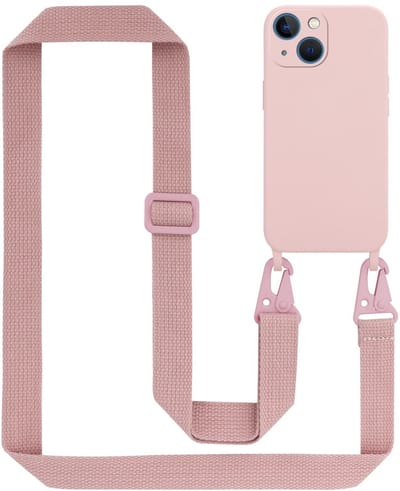 Cadorabo Mobiele telefoon ketting geschikt voor Apple iPhone 13 MINI in LIQUID ROZE - Silicone beschermhoes met lengte verstelbare koord riem