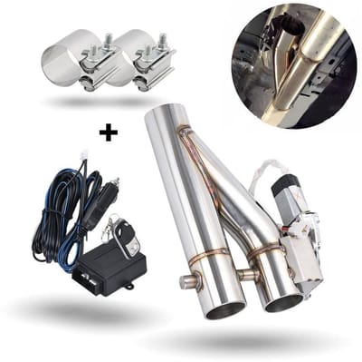VCTparts® Elektrische Uitlaat Kleppensysteem Set 2.75inch 70mm Universeel met Klem Mof Draadloos – Dubbele Pijp Bypass Performance Upgrade